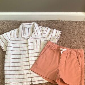 Janie and Jack White and Pink Striped Set